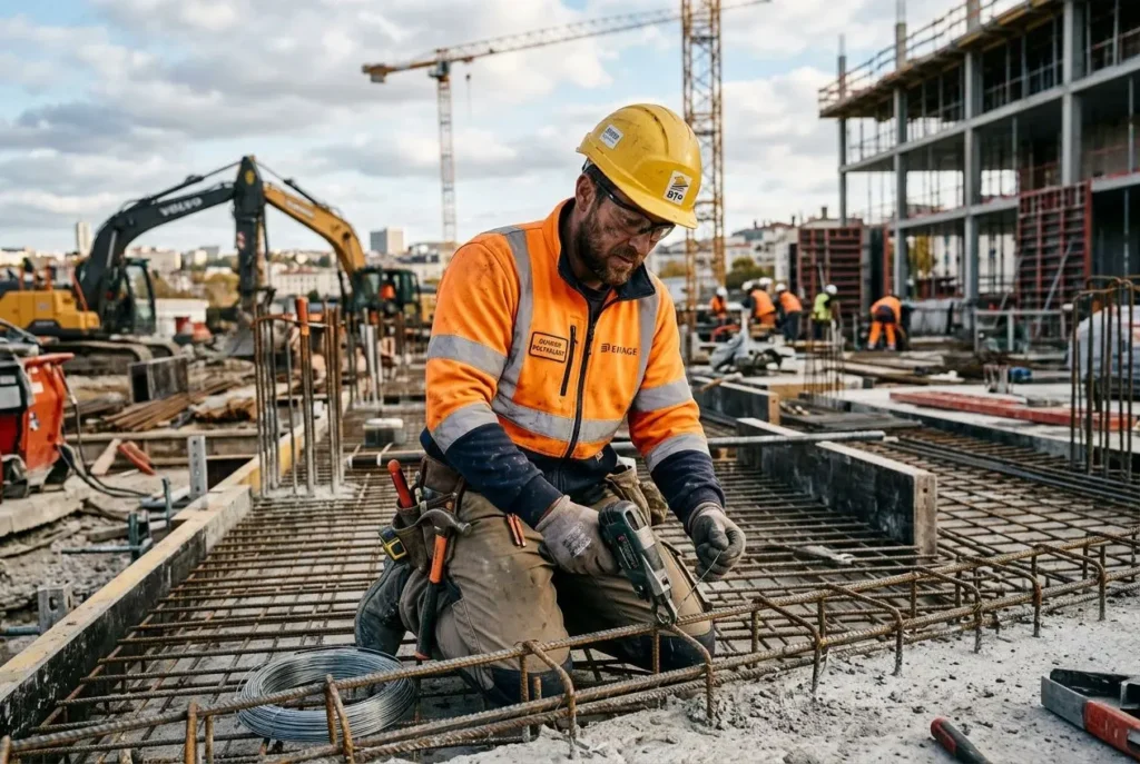 Ouvrier polyvalent travaillant sur un chantier de construction