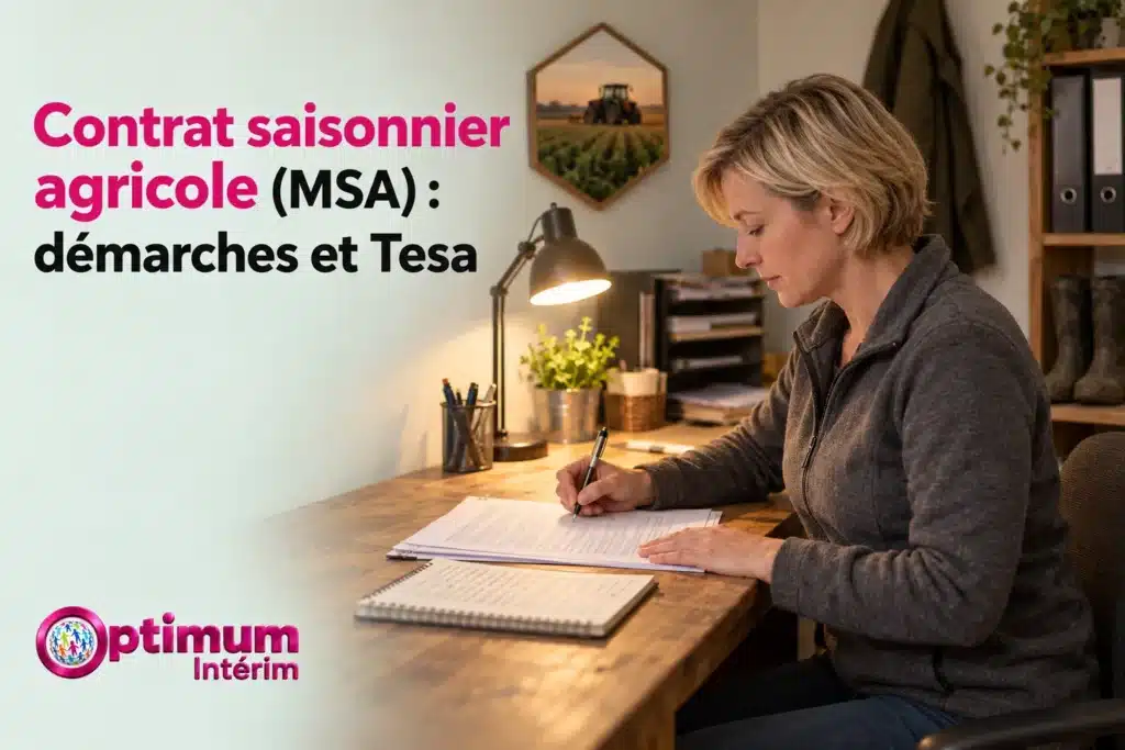 Une femme assise à un bureau écrit sur un document avec une lampe et des plantes sur le fond.