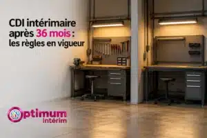 Deux établis équipés d’outils et de tabourets se trouvent dans un atelier.