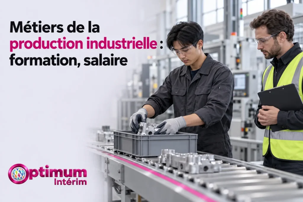 Deux techniciannes en atelier industriel inspectent un composant sur une ligne de production.