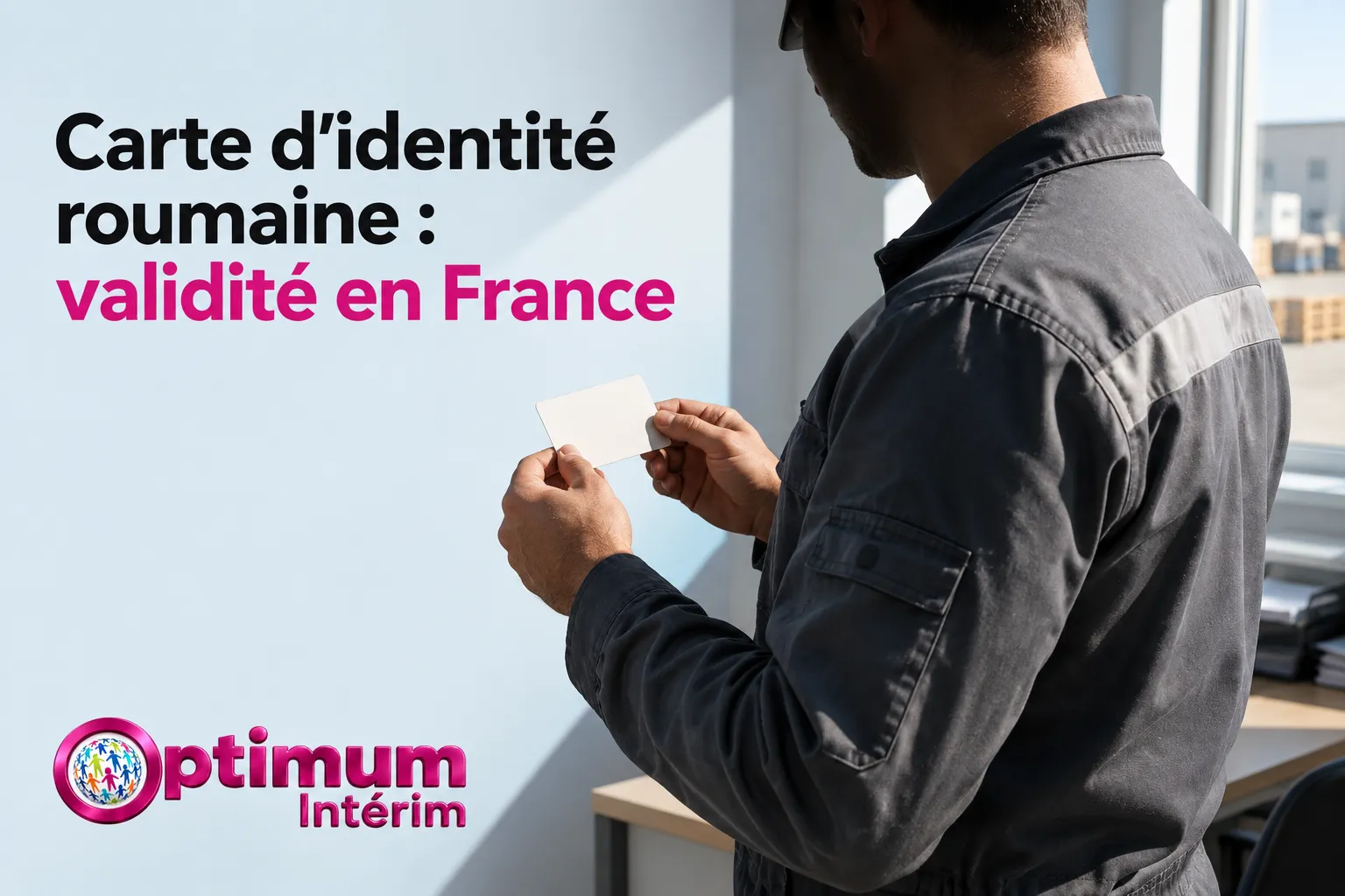 Un homme tient une petite carte blanche devant un mur, dans un espace intérieur.