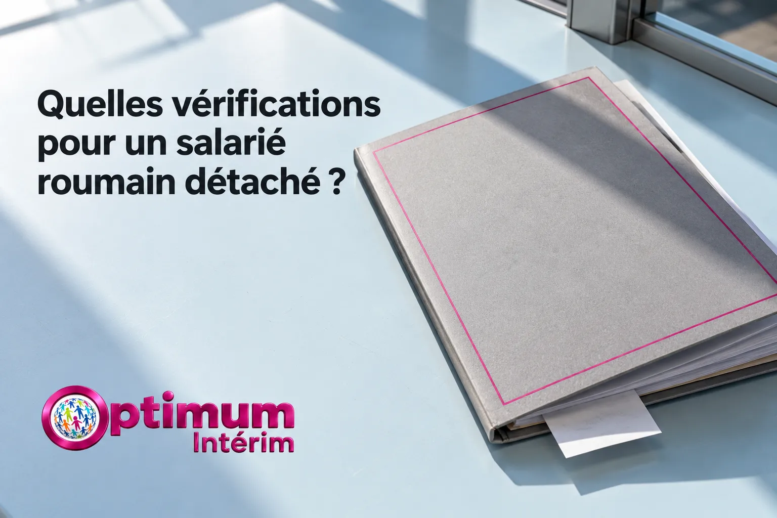 Quelles vérifications pour un salarié roumain détaché ? ; image montrant un classeur posé sur une table près d’une fenêtre.